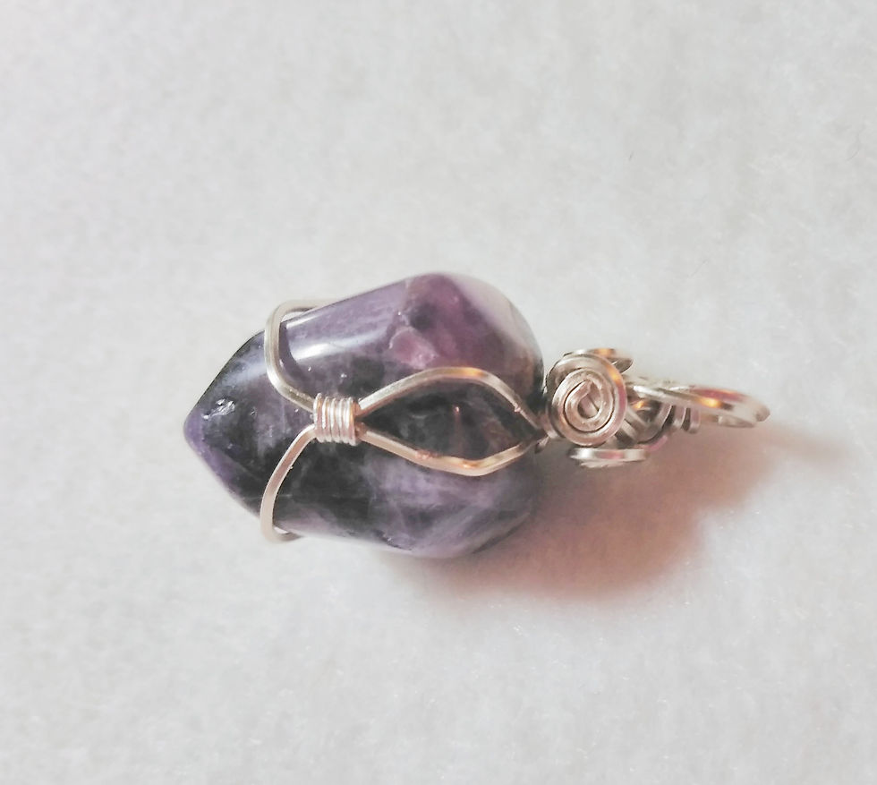 Thumbnail: Boxed Heart Shaped Amethyst Pendant | Purple | Wire Wrapped Pendant | Reversible