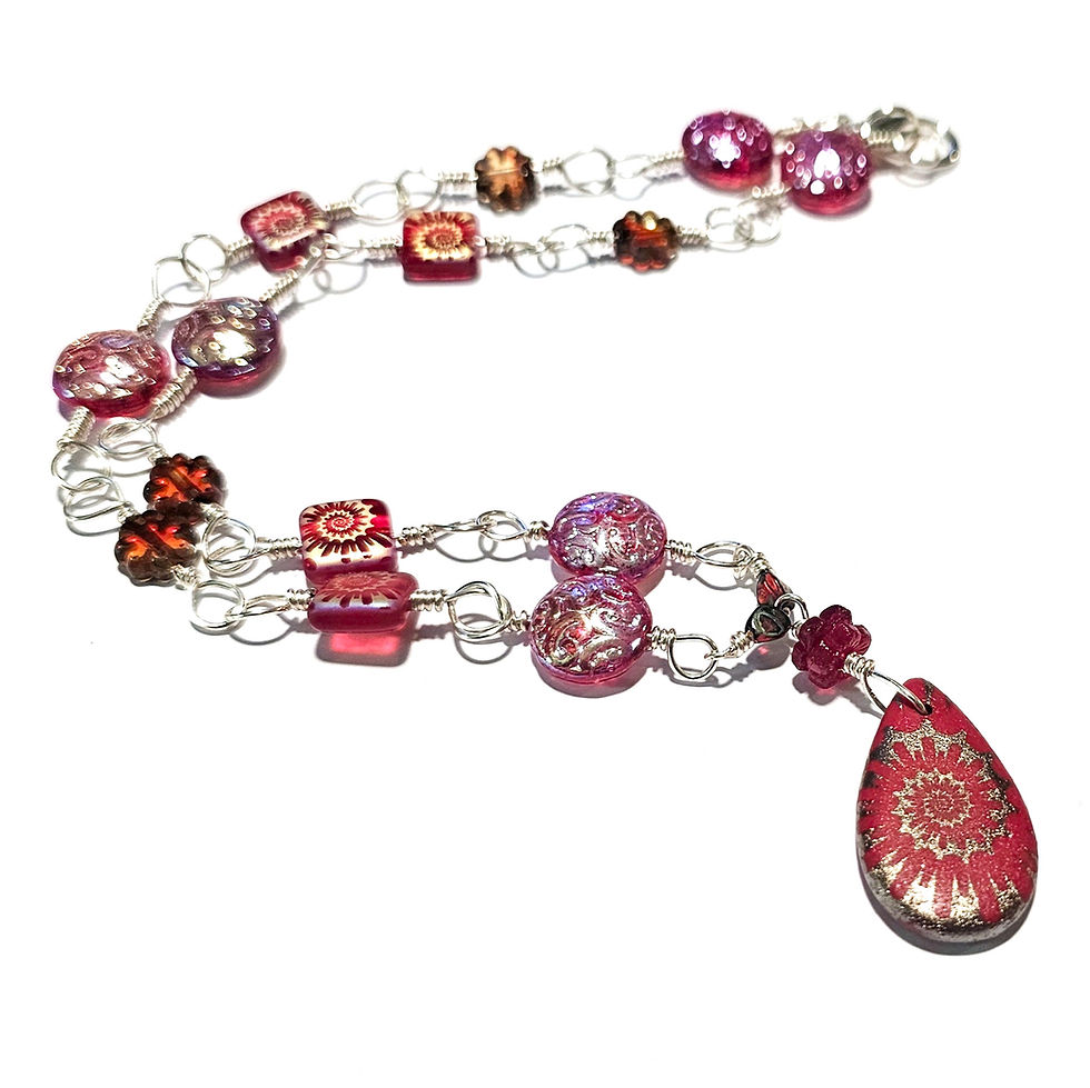 Thumbnail: Red Etched Glass Necklace