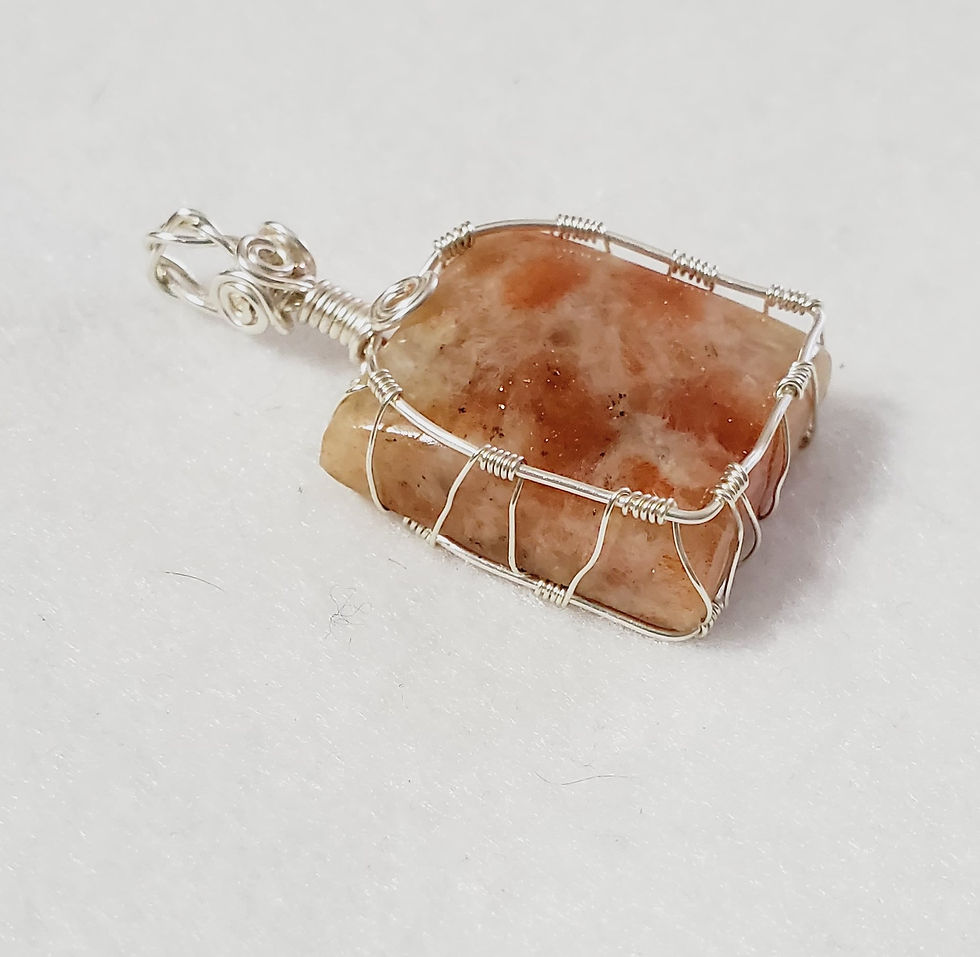 Thumbnail: Square Sunstone Pendant/side view