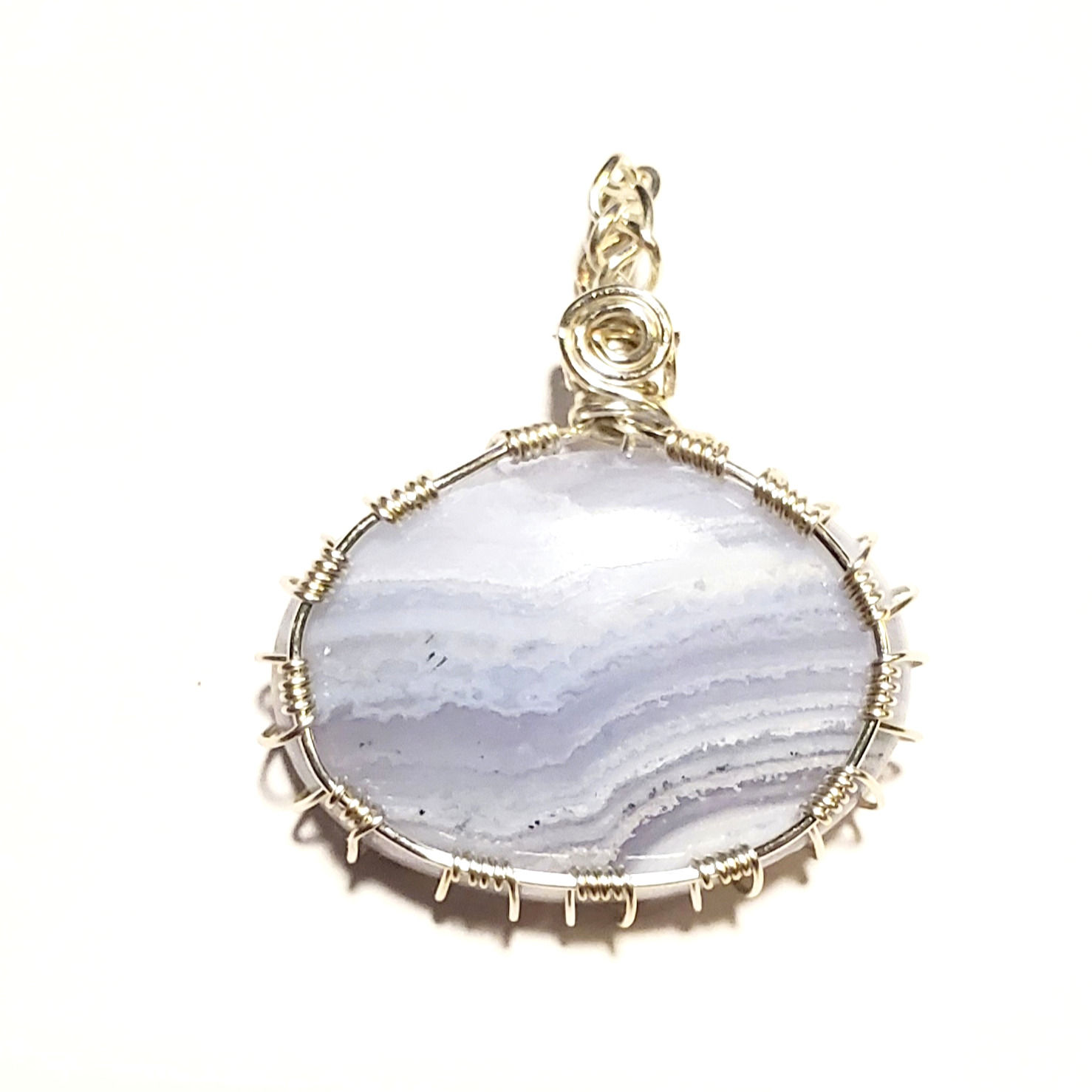 Blue Lace Agate Wire Wrapped Pendant