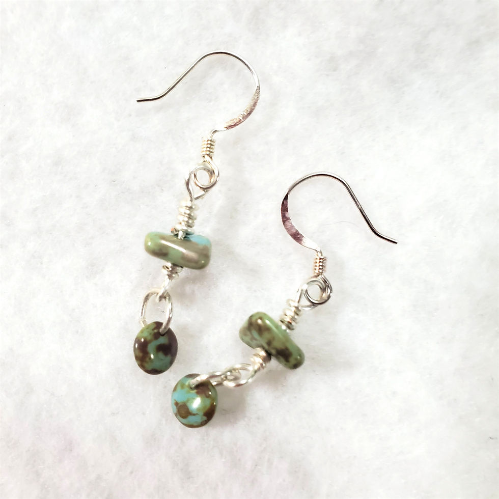 Thumbnail: Lightweight Czech Glass Wire Wrap Earrings