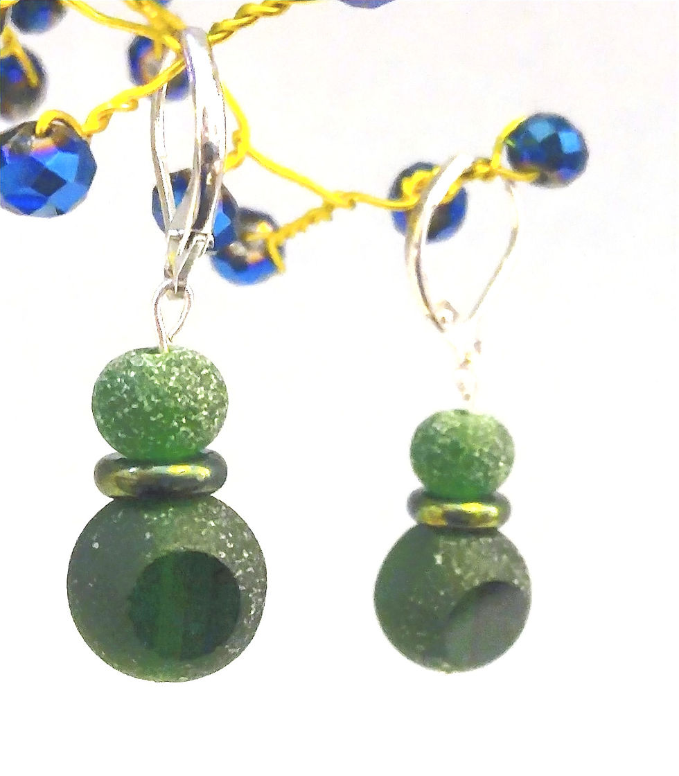 Thumbnail: Green Glass Earrings