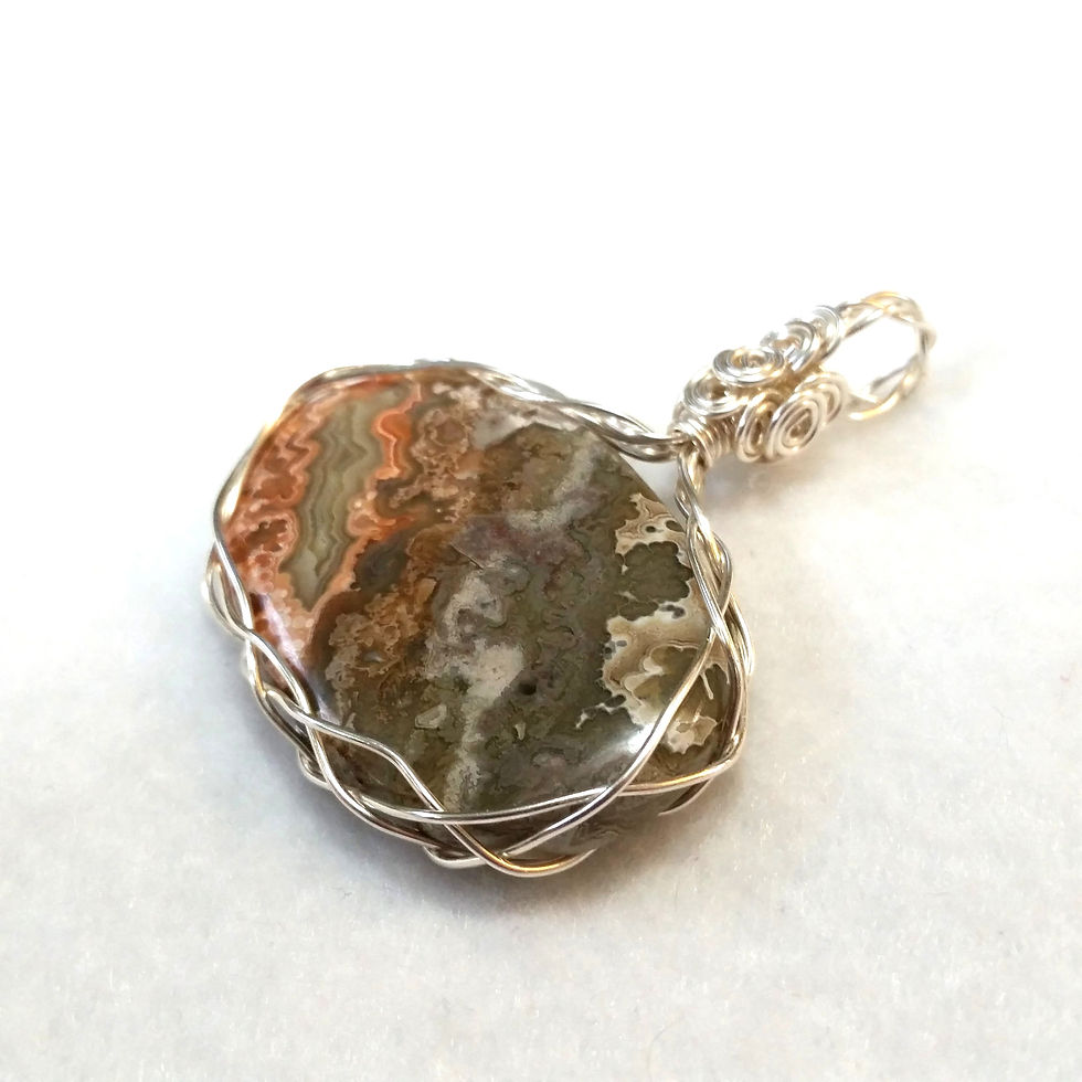 Thumbnail: Large Crazy Lace Agate Wire Wrapped Pendant | Jewelry