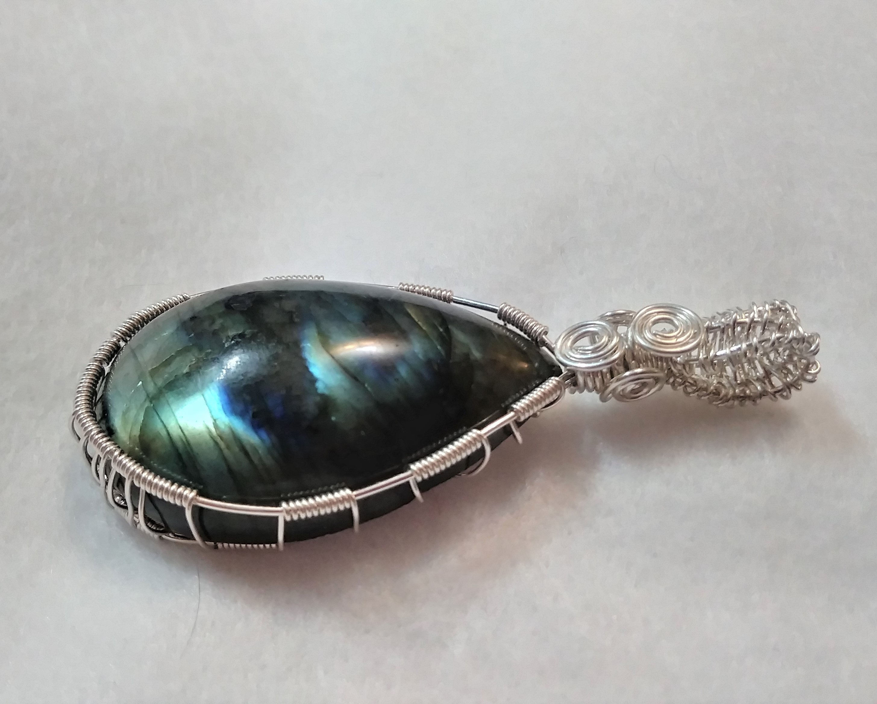 STERLING SILVER | CUSTOM ORDER FOR JAKE | Labradorite Wire Wrapped Penda