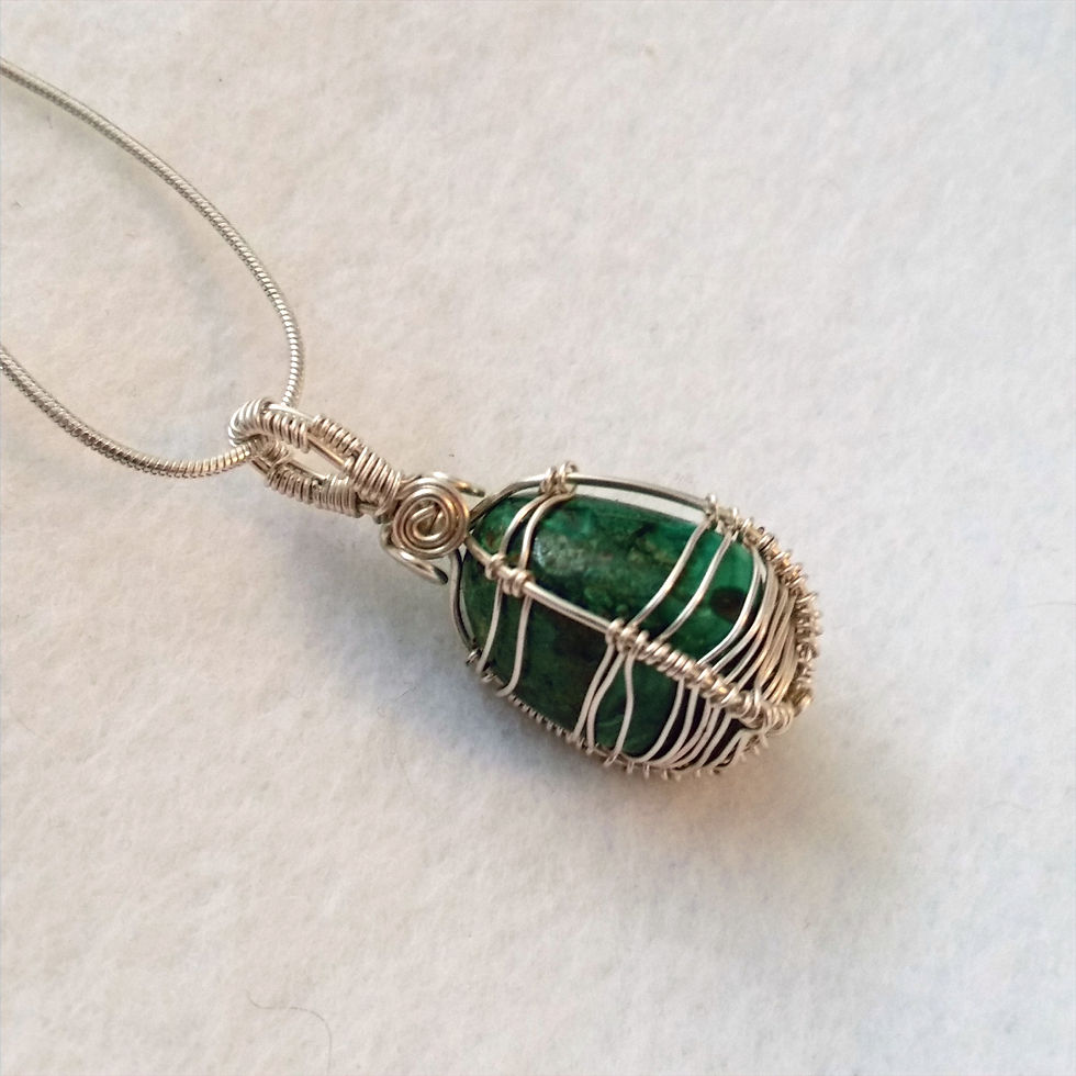 Thumbnail: Malachite Wire Wrapped Pendant | Earth's Natural Art and Jewelry