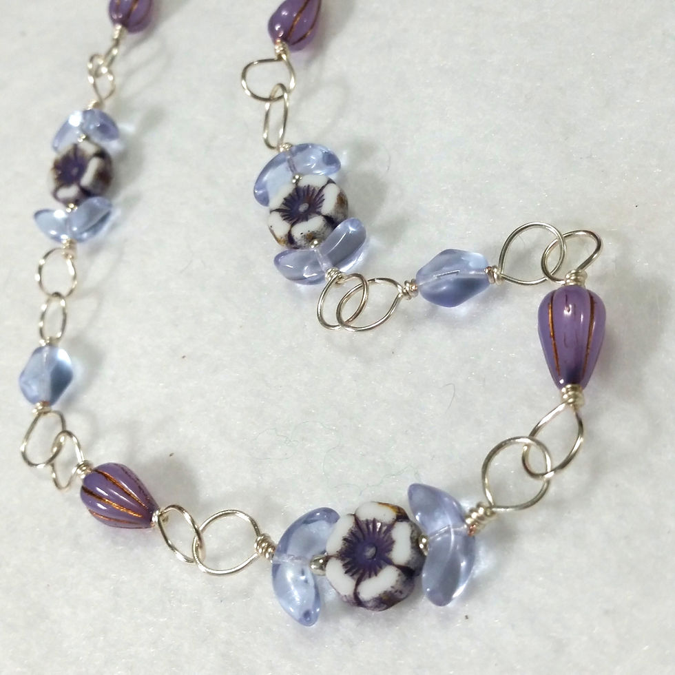 Thumbnail: Purple Czech Glass Necklace | Flower