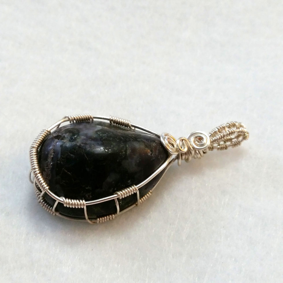 Thumbnail: Teardrop Indigo Gabbro Wire Wrapped Pendant