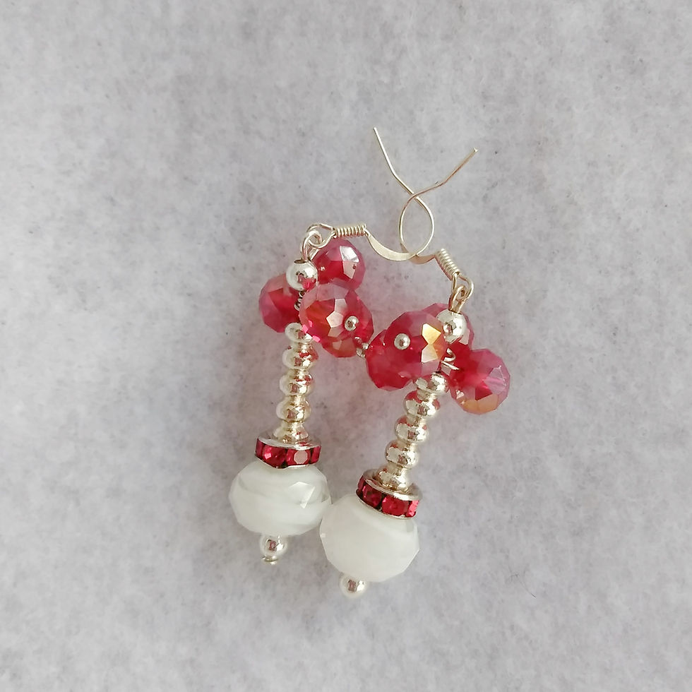 Thumbnail: Red Crystal Earrings, front view