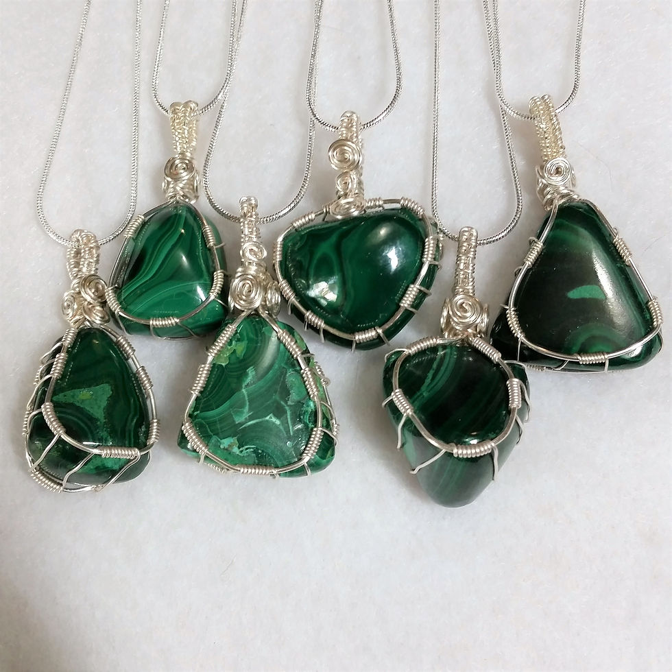 Thumbnail: Malachite Wire Wrapped Pendant | Earth's Natural Art and Jewelry