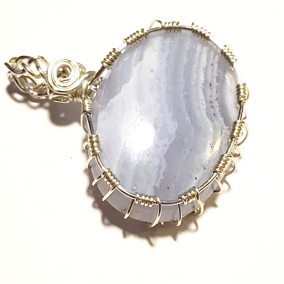 Thumbnail: Blue Lace Agate Wire Wrapped Pendant