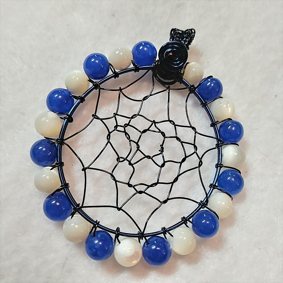 Thumbnail: Blue and White Dream Catcher | Necklace