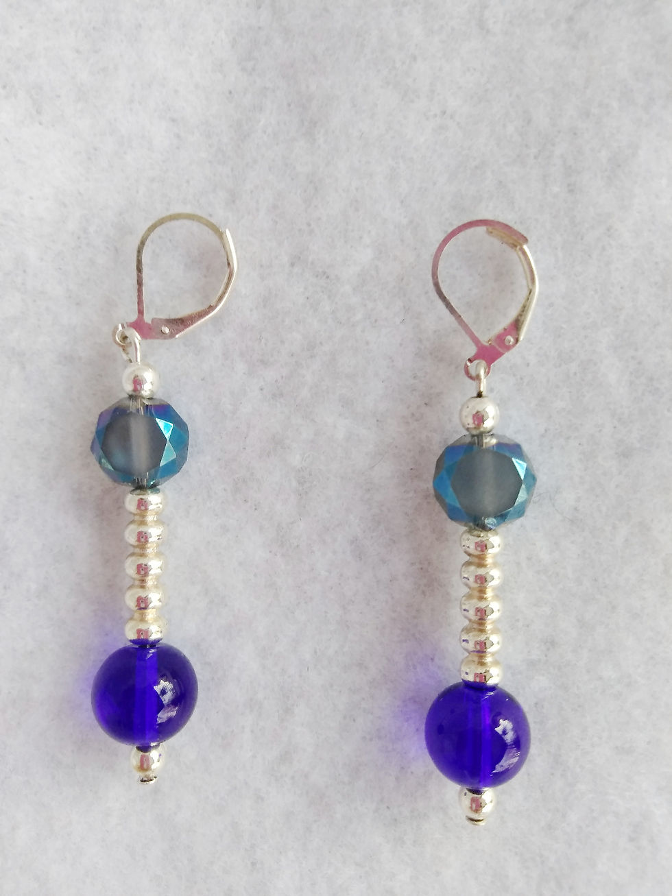 Thumbnail: Blue Crystal Drop Earrings | Silver | Jewelry