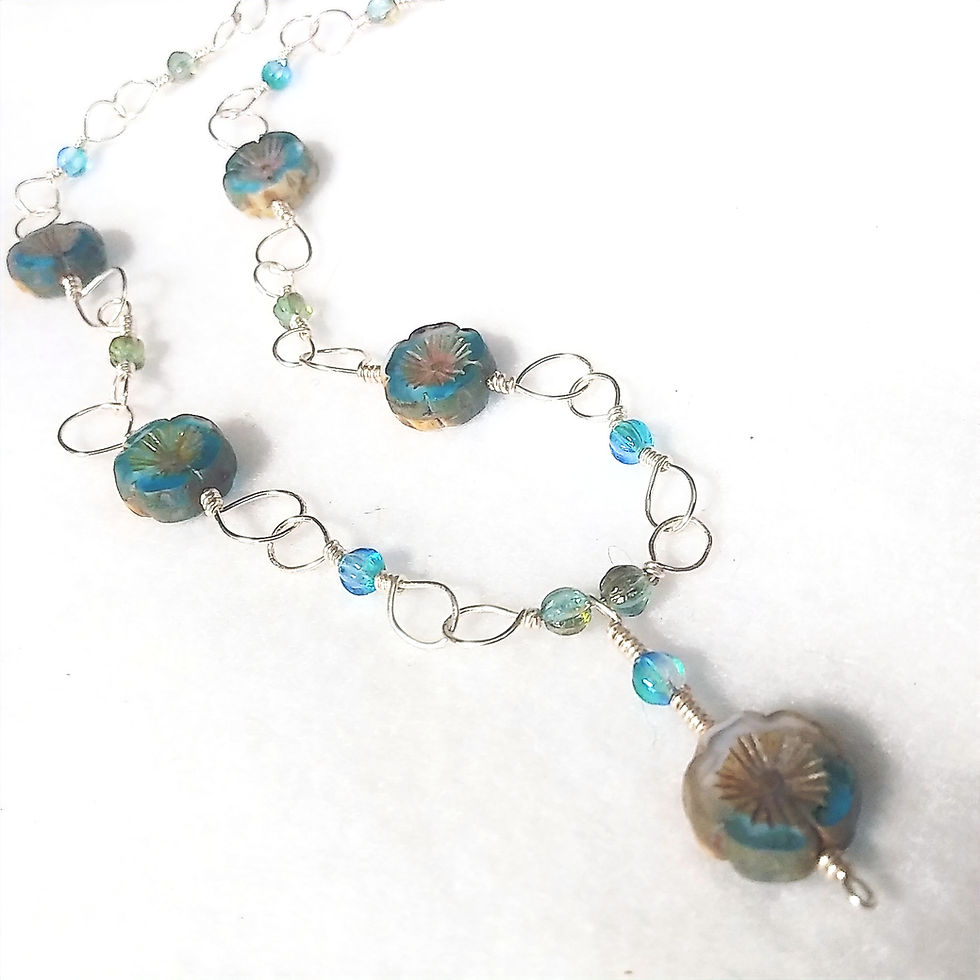 Thumbnail: Czech Glass | Light Blue | Wire Wrapped Jewelry | Necklace