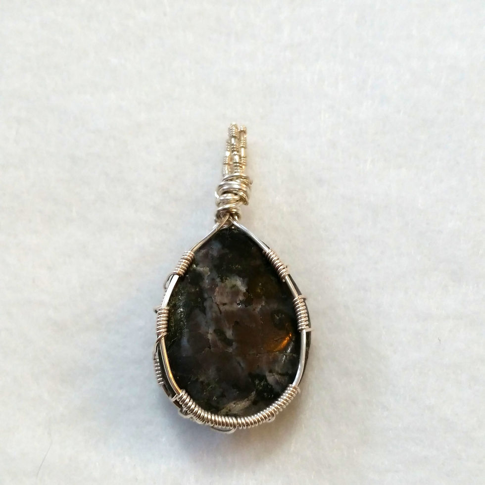 Thumbnail: Teardrop Indigo Gabbro Wire Wrapped Pendant