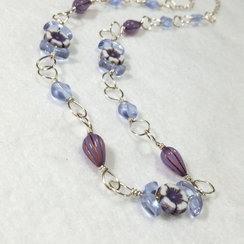 Thumbnail: Purple Czech Glass Necklace | Flower