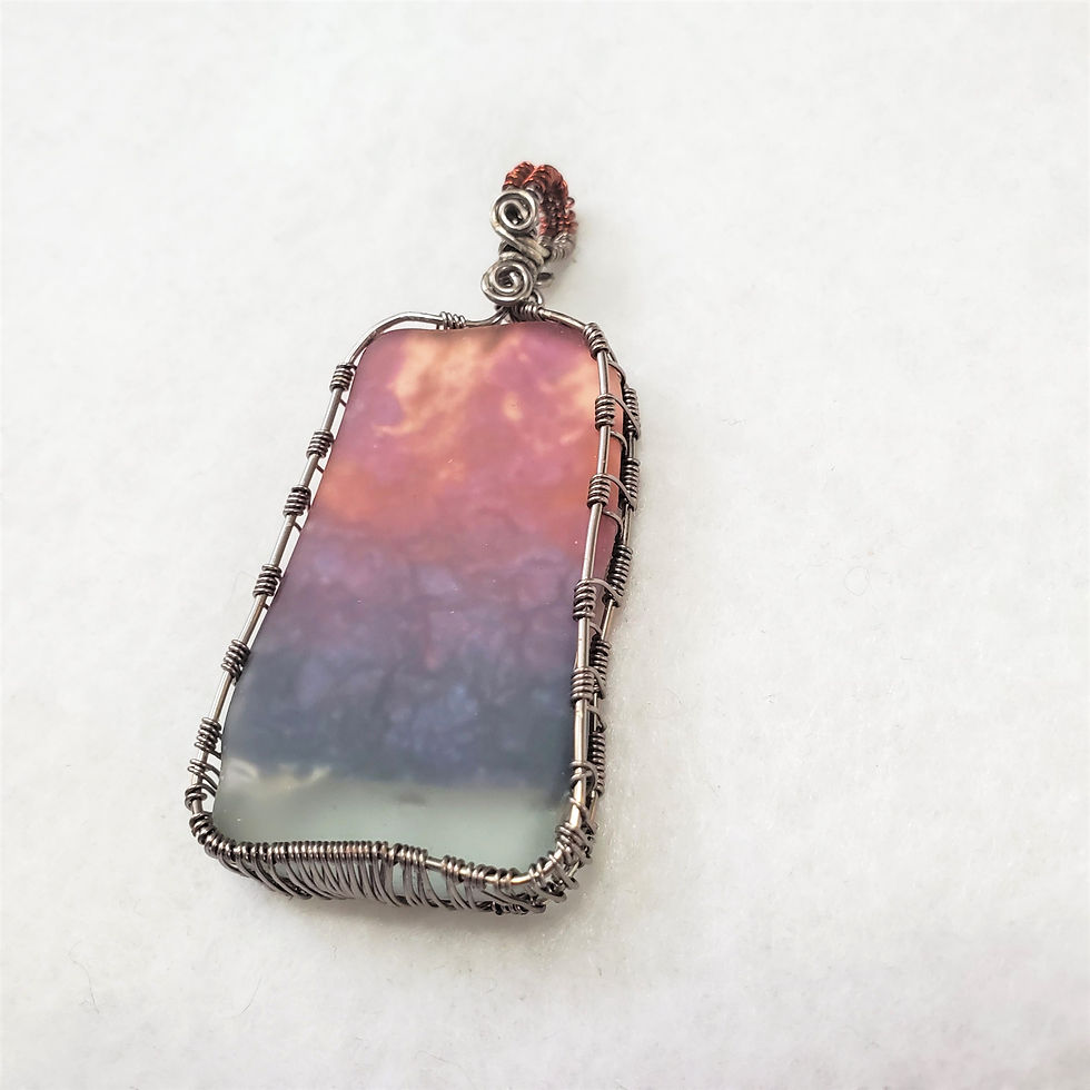Thumbnail: Red and Blue Wire Wrapped Platter Pendant