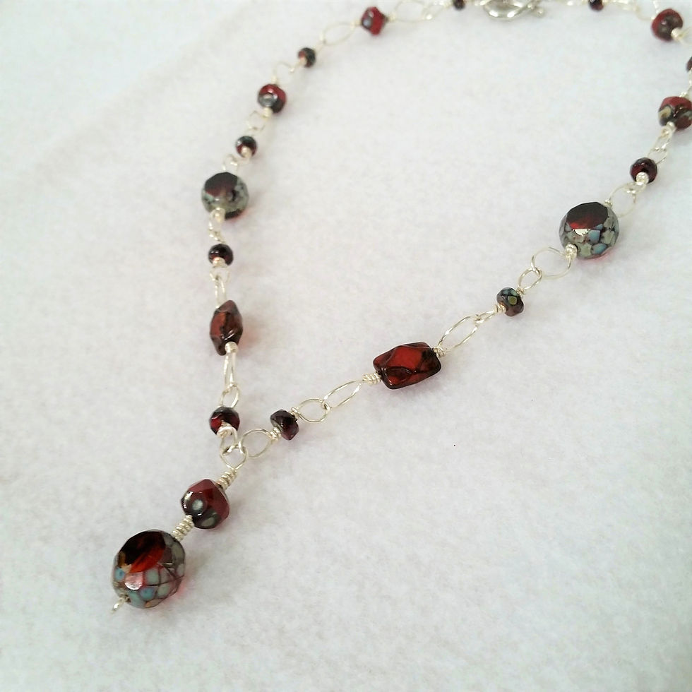 Thumbnail: Red Czech Glass Drop Necklace