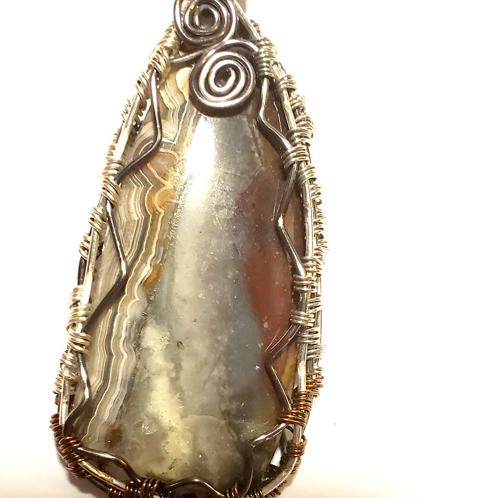 Thumbnail: Crazy Lace Agate Wire Weaved Pendant with Chain