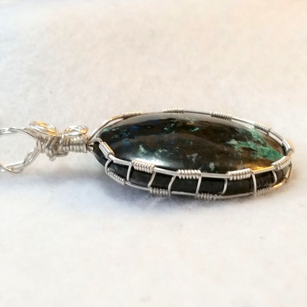 Thumbnail: Azurite Chrysocolla Wire Wrapped Pendant