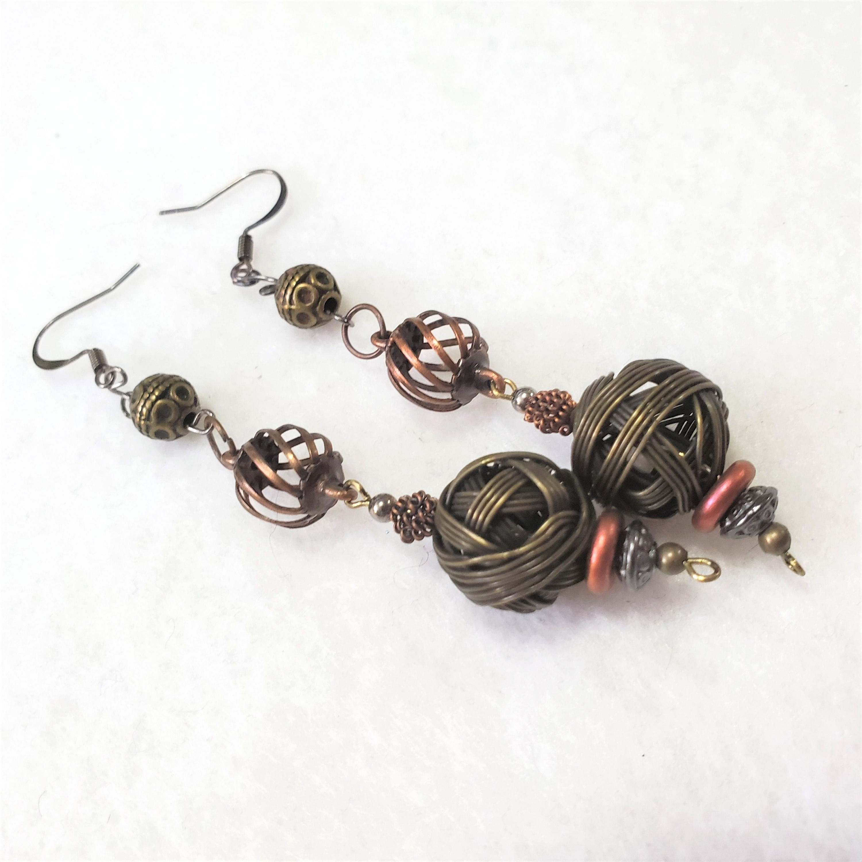 Extra Long Metal on Metal BIG BALL Earrings 3.0