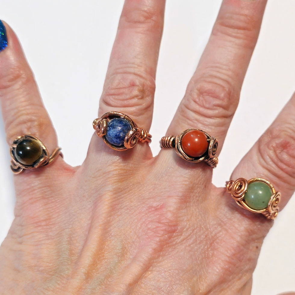 Thumbnail: Adjustable Gemstone Copper Rings