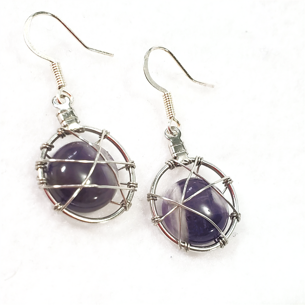Amethyst Stone Wire Wrapped Earrings