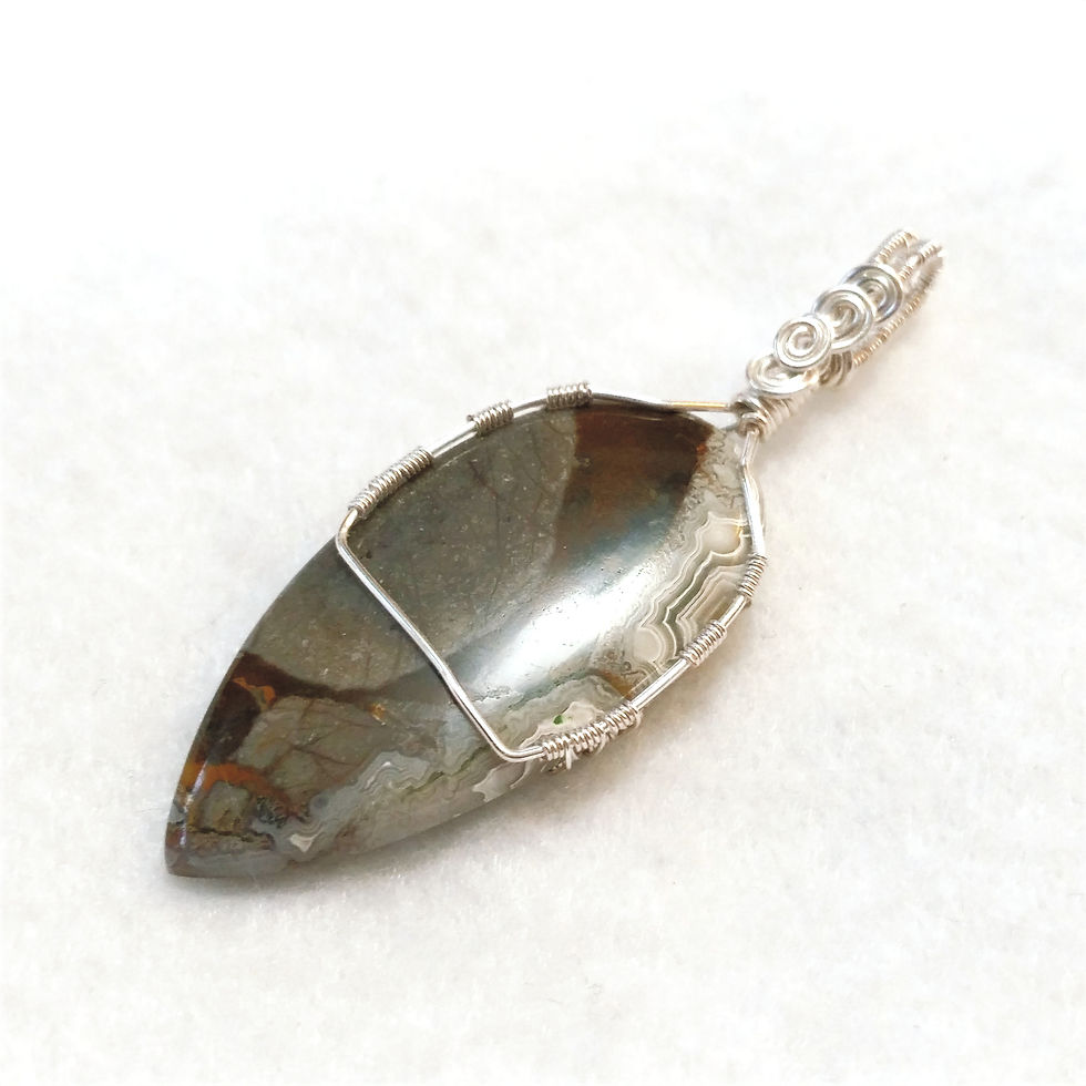 Thumbnail: Arrowhead Crazy Lace Agate Wire Wrapped Pendant | Jewelry