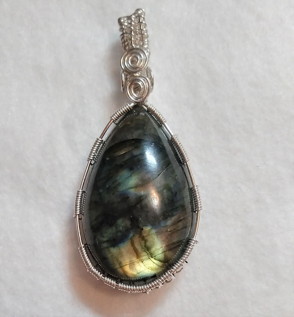 Thumbnail: STERLING SILVER | CUSTOM ORDER FOR JAKE | Labradorite Wire Wrapped Penda