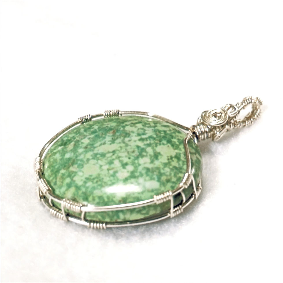 Thumbnail: Light Green Chrysocolla Wire Wrapped Pendant