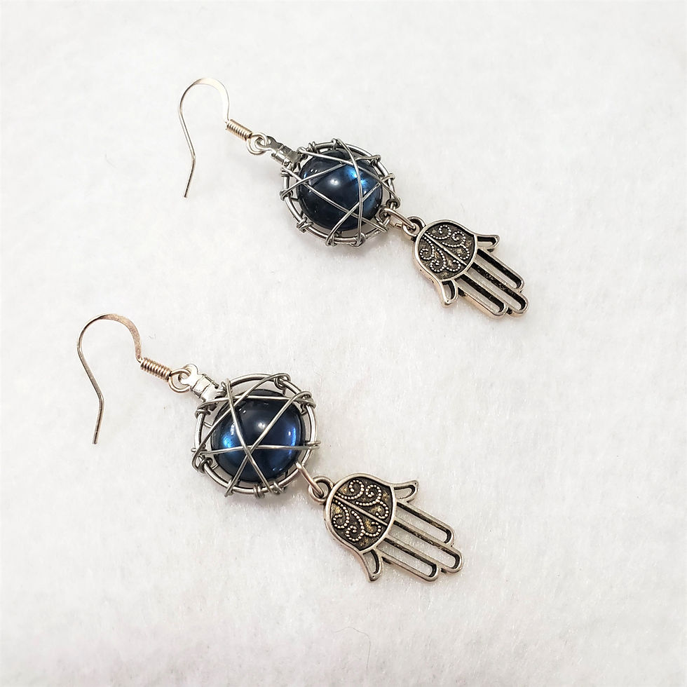 Thumbnail: Hamsa Hand Cats Eye Earrings