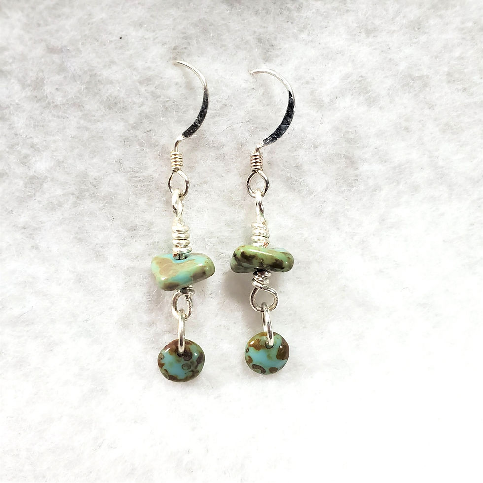 Thumbnail: Lightweight Czech Glass Wire Wrap Earrings
