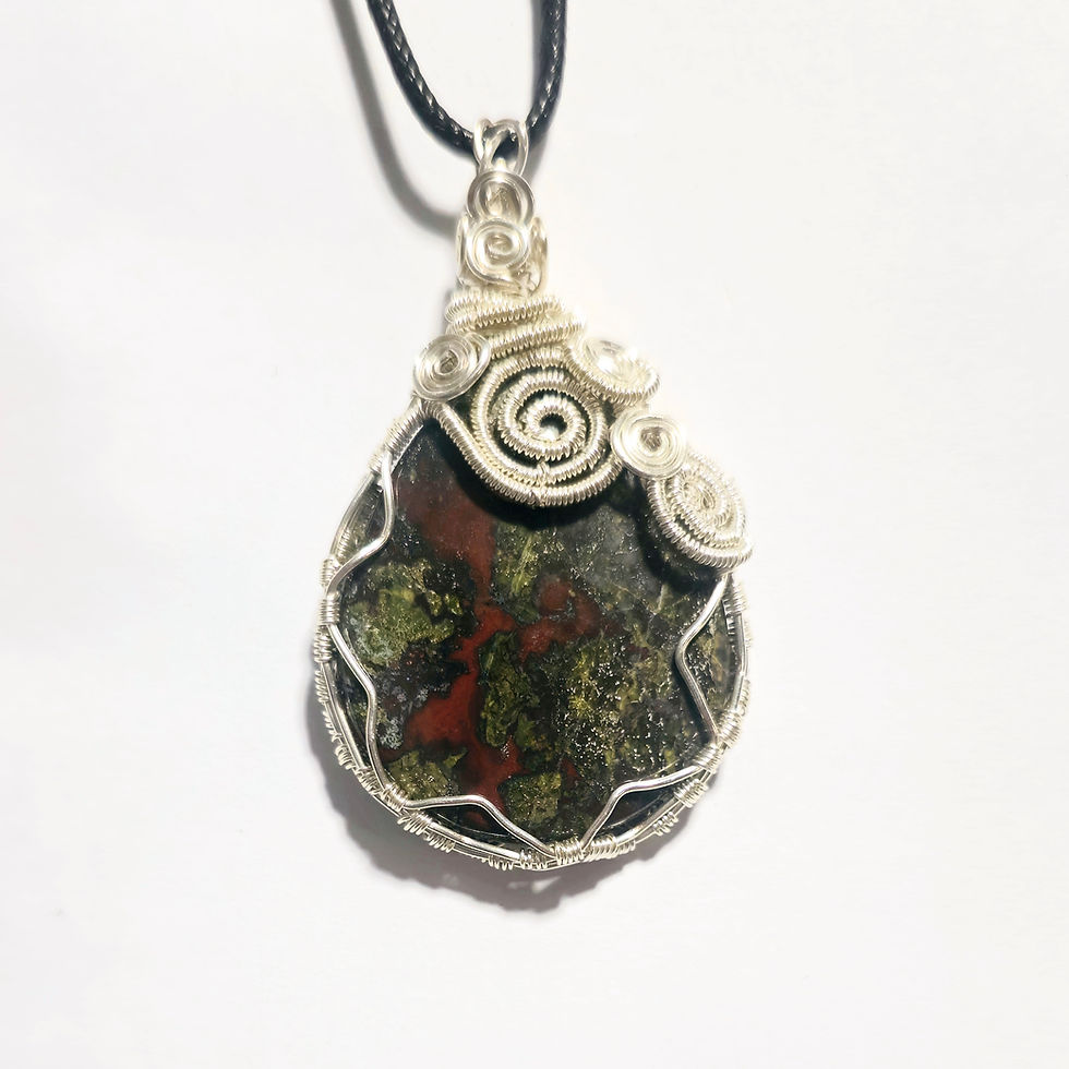Thumbnail: Large Teardrop Dragon Jasper Wire Wrapped Pendant