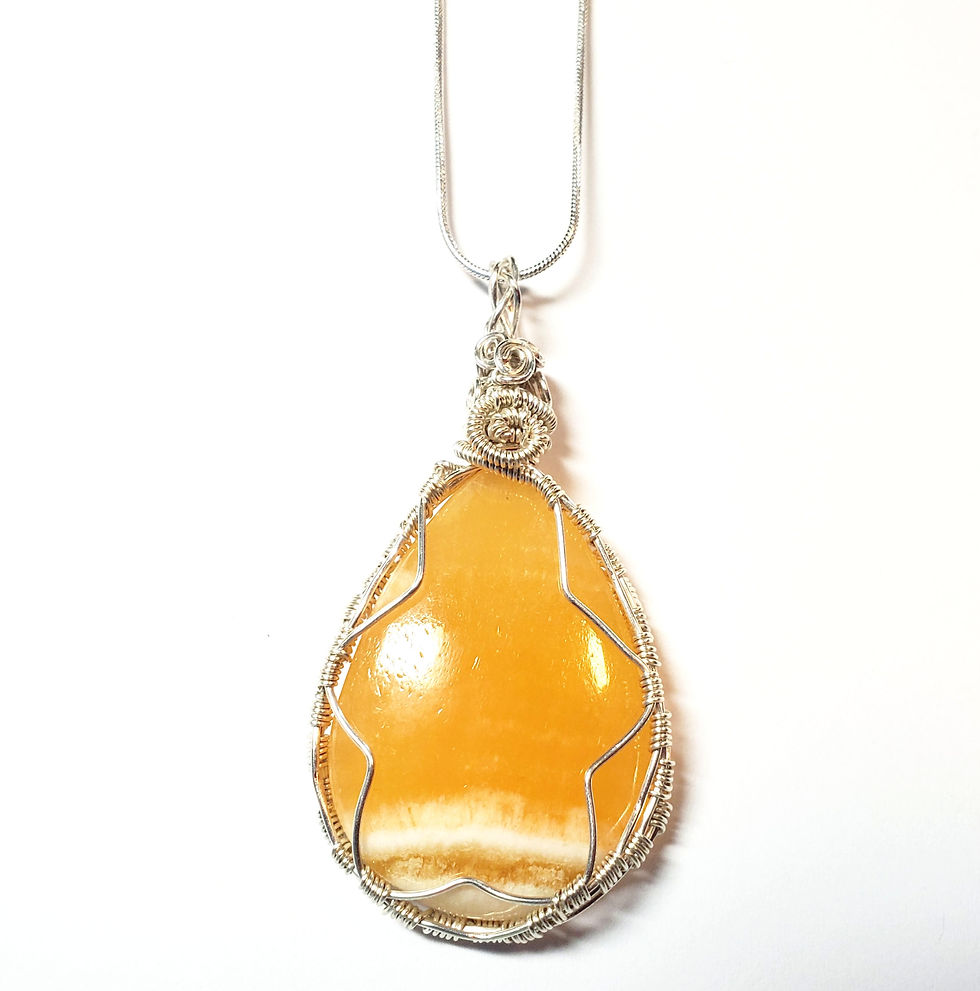 Thumbnail: Calcite Wire wrapped Pendant with chain