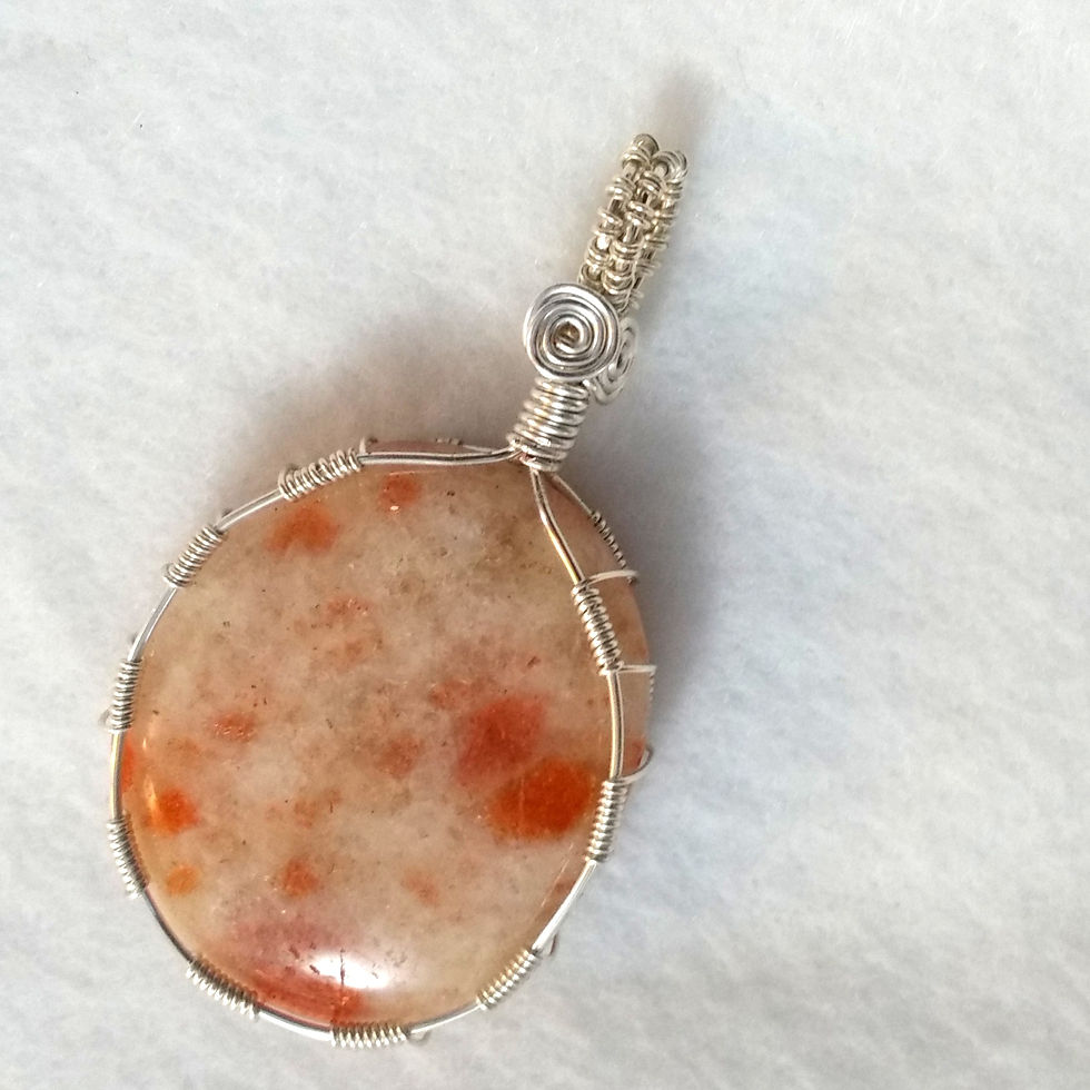 Thumbnail: Oval Sunstone Wire Wrapped Pendant