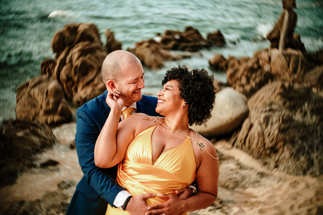 wedding couple having fun