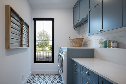 Custom Cabinet Laundry room slim shaker blue