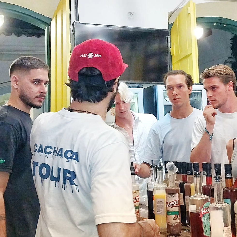people tasting cachaça in Paraty on a guided tour