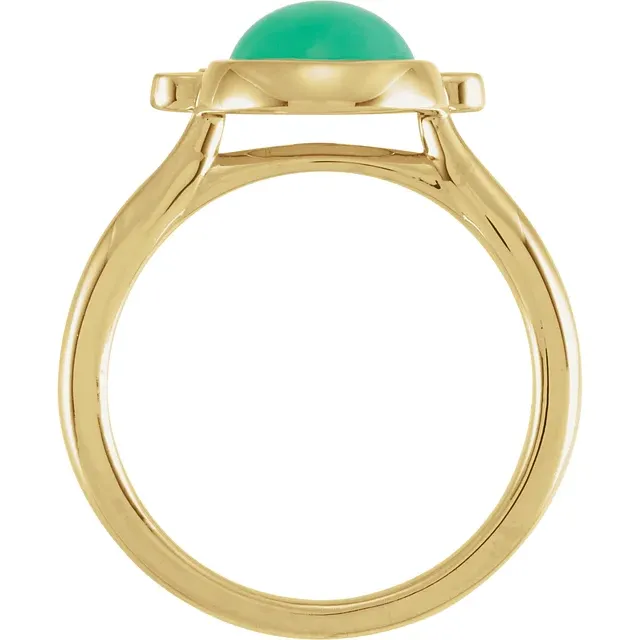 Thumbnail: 14 Karat Solid Gold Chrysoprase & 1/8 CTW Diamond Ring
