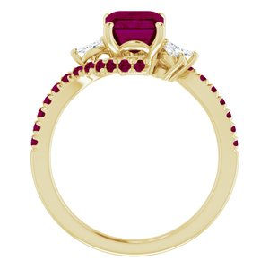 Thumbnail: 14 Karat Solid Gold 8 x 6 mm Garnet Rhodolite/ VS Clarity Engagement Ring