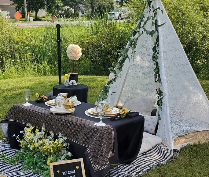 Enchanted Picnics black and gold picnic at Wei Gardens craft fair