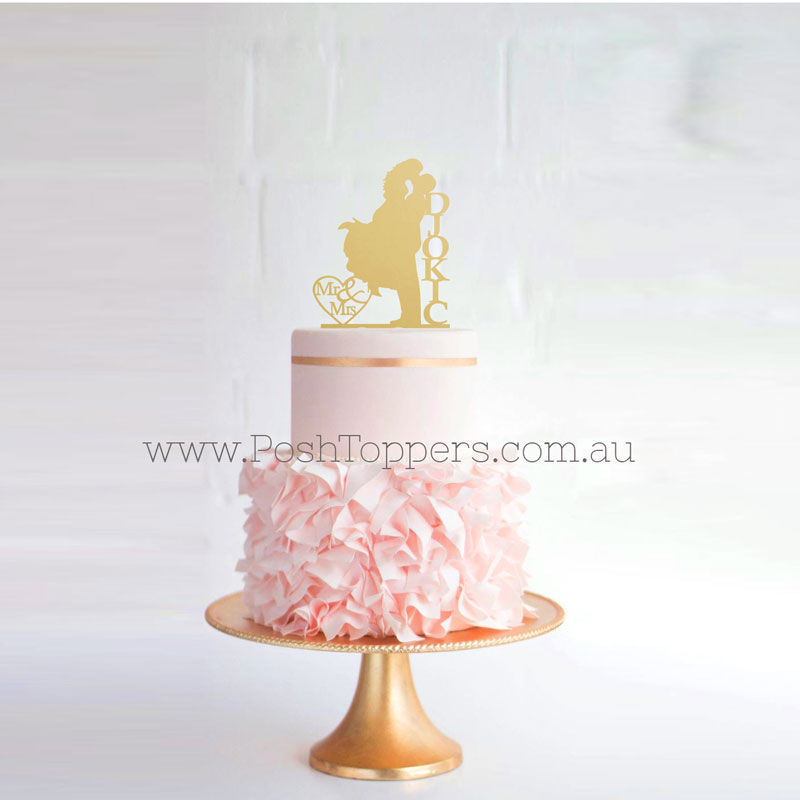 Mr&Mrs in Heart Surname Bride & Groom Silhouette