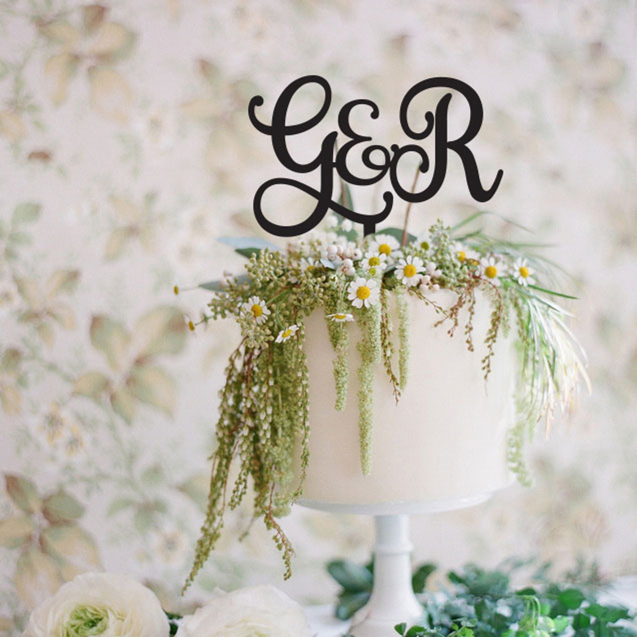 Script Initials Custom Cake Topper poshtoppers