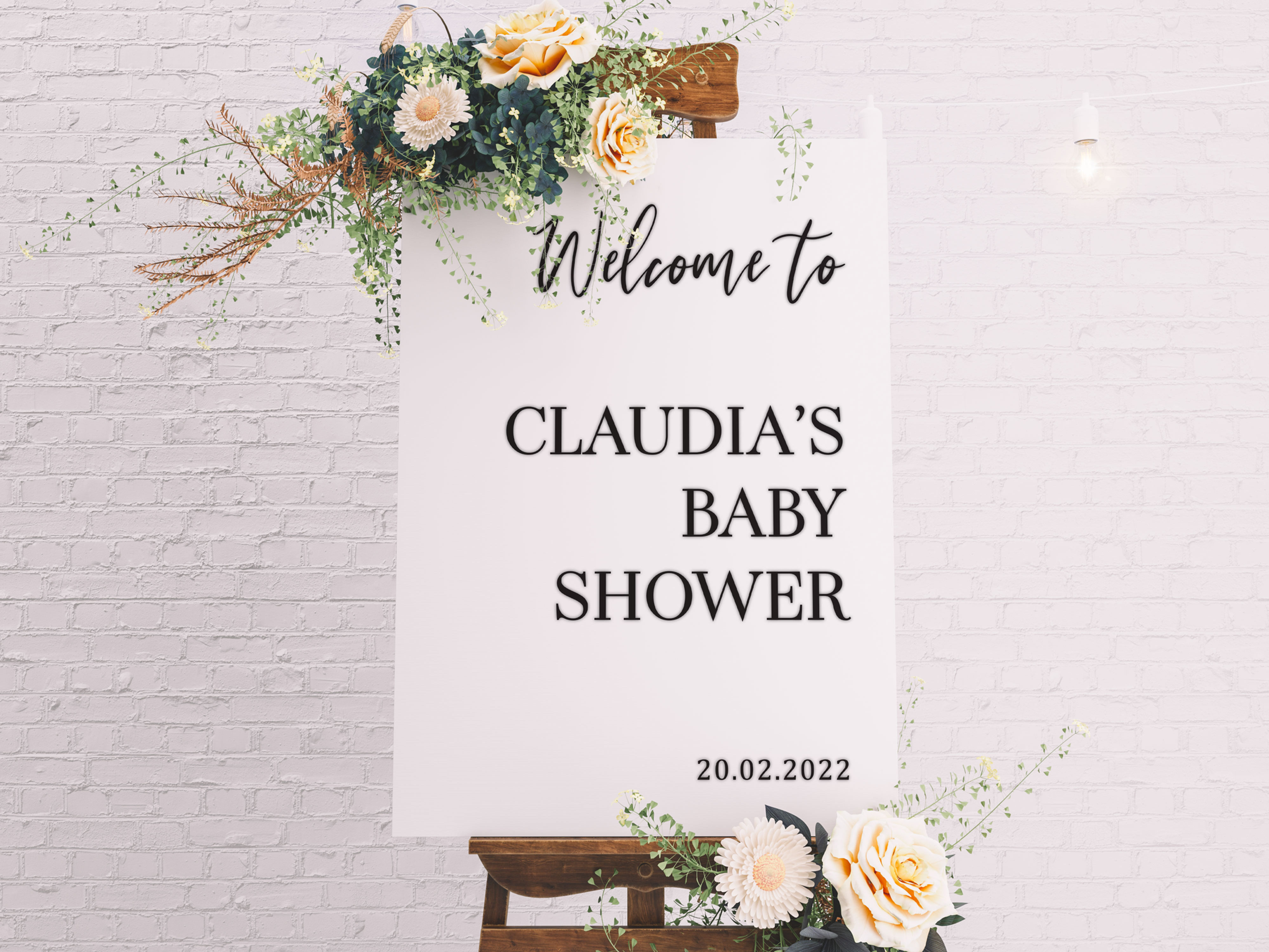 Baby Shower - Acrylic 3D Welcome Sign - Portrait