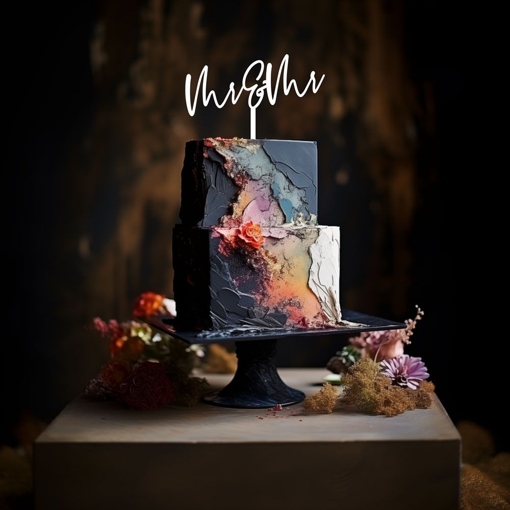 Script Mr + Mr - Same Sex Cake Topper