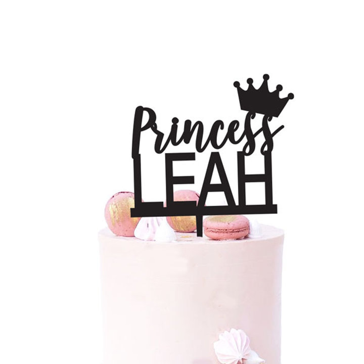 Princess Name with Crown Birthday Cake Topper poshtoppers