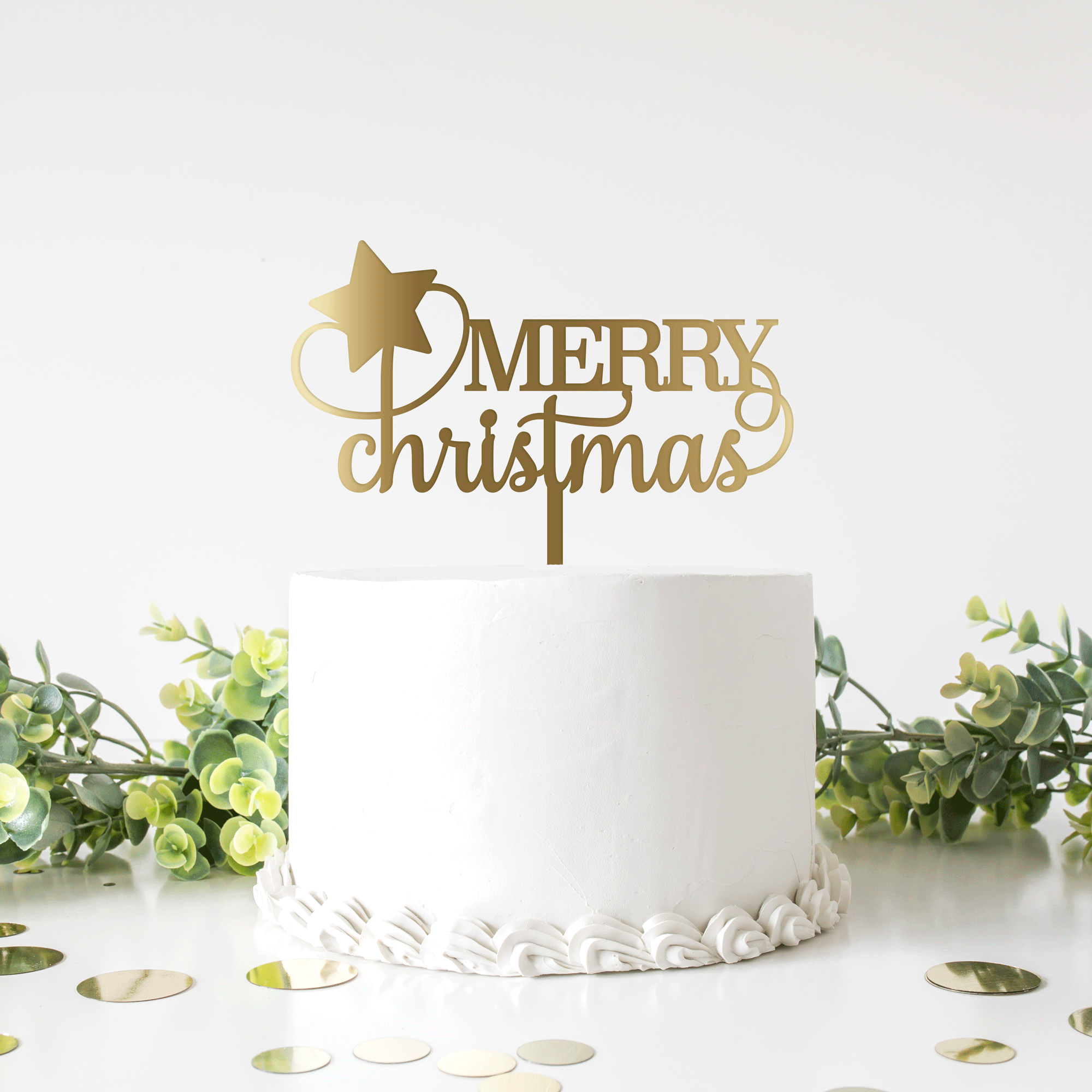 Merry Christmas with Star - Cake Topper