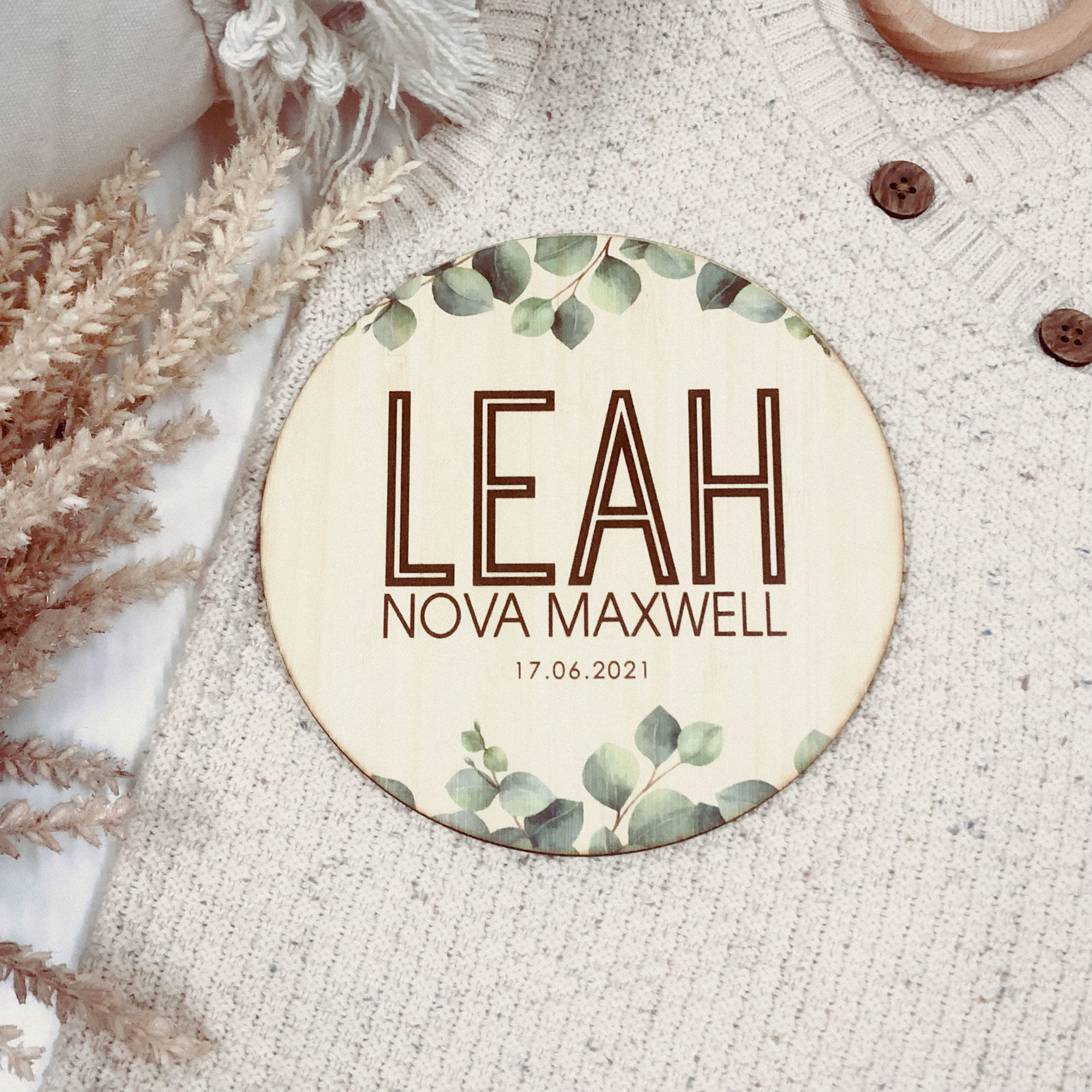 Personalised Name Plaque - Leaf Design
