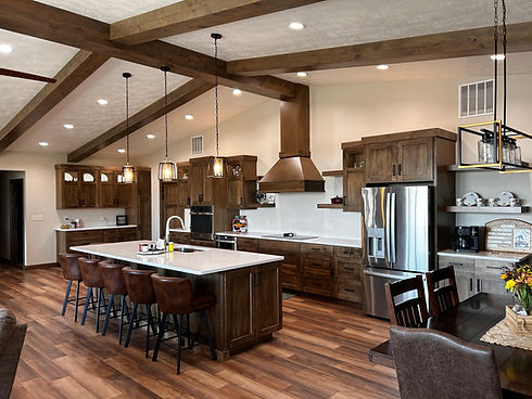 Stained Maple Kitchen with Decorative Alder Beams