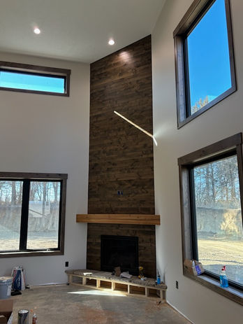 Custom wood shiplap and mantle