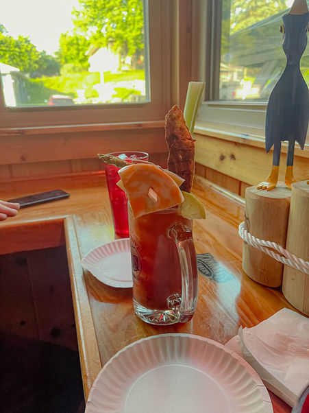 Bloody Mary topped with snacks at Zimmy's Tavern